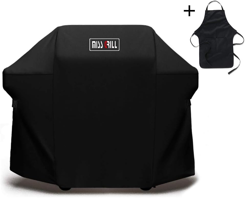 Miss Grill 7106 Grill Cover for Weber Spirit 200 and 300 Series Gas Grill with Apron, 52 x 42.8 Inch, Black