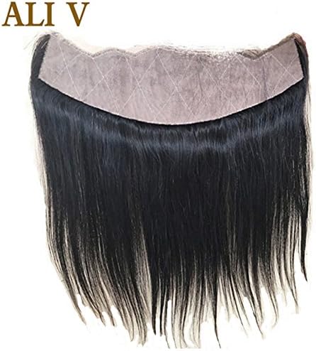 Brazilian Virgin Straight Silk Base Lace Frontal Closure 13x4 With Baby Hair Bleached Knots Human Hair Closure Pre Plucked Hairline Natural Color (16inch, Natural Color Free Part)