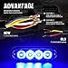 Xprite Blue 4 LED 4 Watt Emergency Vehicle Waterproof Surface Mount Deck Dash Grille Strobe Light Warning Police Light Head with Clear Lens