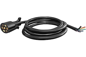 Gonice 6ft Heavy Duty 7 Way Trailer Plug Extension Wiring Harness - 7-Pin Trailer Wire Cable for Brake & Light Control, Suitable for RVs, Trailers, Campers and Other Towed Vehicles