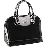 Yan Show Women's Wild Patent Leather Top Handle Purse Elegant Handbag Multi-Pocket Shoulder Bag Black