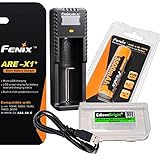 Fenix ARE-X1+ Plus USB powered battery charger & Fenix ARB-L-18-3500 mAh Protected 18650 Rechargeable Li-ion Battery with EdisonBright BBX3 battery carry case