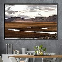 Framed Canvas Wall Art Valley Rivers Group Multicolor Nature Photography Realism Relax/Calm - 16x24 inches