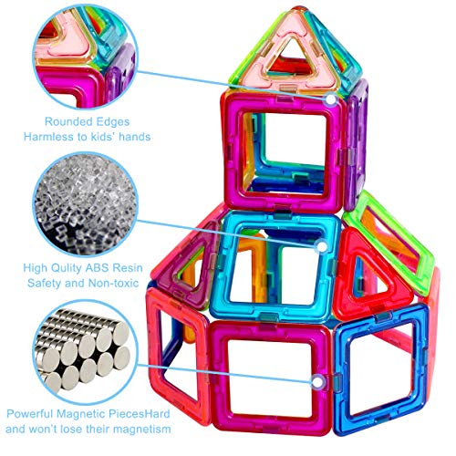 Gepege Magnetic Tiles Building Blocks Toys for Kids, 40 Pcs Preschool Kids Educational Construction Magnetiles Toys Sets