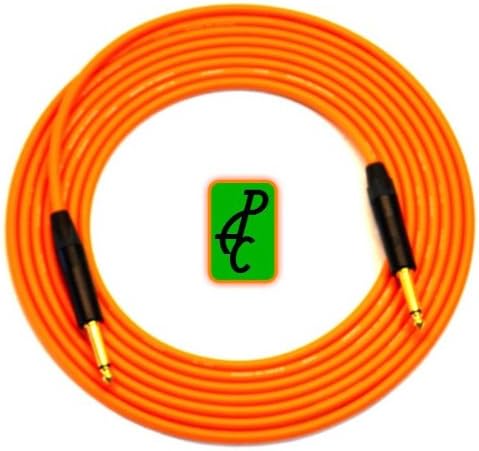 15 ft Canare Instrument Cable Orange 1/4" Neutrik TS ST - ST