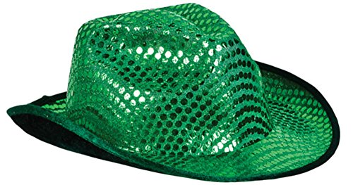 Deluxe St Patricks Day Green Sequin Fedora Costume Hat