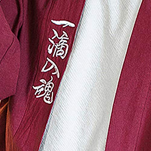 Tomppy Men's Japanese Kimono Cardigan Jacket Yukata Casual Cotton Linen 3/4 Sleeve Open Front Cloak Coat Wine - Thumbnail 4