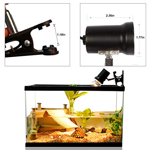 Flexible Heat Light Fixture Clamp Stand - Adjustable Reptile Basking Lamp Holder, Habitat Light Stand for UVB UVA Ceramic Infrared Heating Bulb on Turtle, Tortoise, Snake, Lizard Tank, Black - Thumbnail 2
