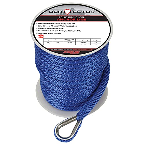 Extreme Max 3006.3478 BoatTector Solid Braid MFP Ankerleine mit Fingerhut, 1,27 cm x 300 m, Königsblau