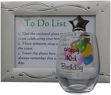 40th Birthday Present. Unique Gift Idea for Women or Men. Capture a toast with this beautiful wine glass and keep the memory forever in this stunning picture frame.