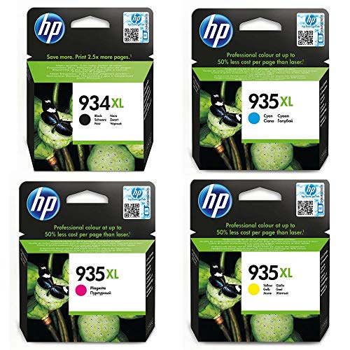 HP 934/935XL Multipack Original Druckerpatronen mit hoher Reichweite (Schwarz, Rot, Blau, Gelb) für HP OfficeJet Pro 6830, HP OfficeJet Pro 6230