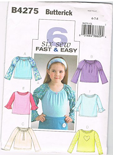 Butterick B4275 Six Fast and Sew Easy Tops for Girls