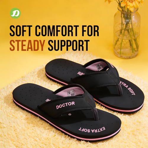 DOCTOR EXTRA SOFT Doctor Slippers for Women Orthopedic Diabetic Pregnancy Non Slip Lightweight Comfortable Flat Casual Stylish Dr Chappals and House Flip flops For Ladies and Girl’s D-22
