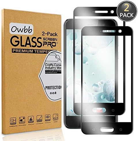 [2 Pack] Owbb Tempered Glass Screen Protector For HTC U Play Black Full Coverage Film 99% Hardness High Transparent Explosion-proof
