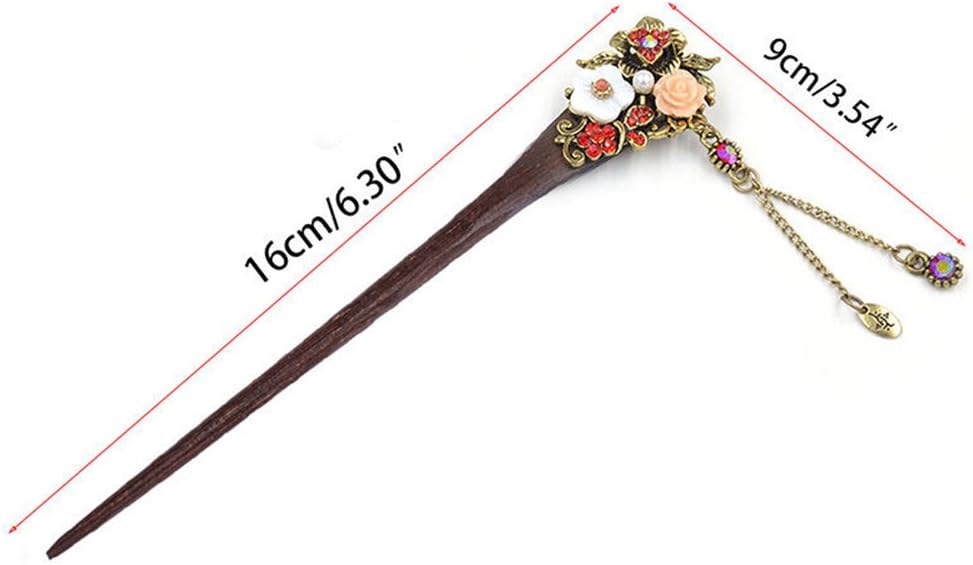 Frcolor Wooden Hair Pin Chinese Hair Sticks with Tassel Retro for Women Hair Styling Red - Image 5