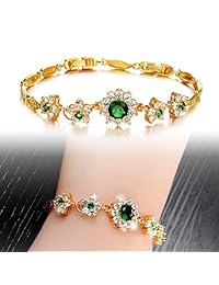 Kredy - Pulseras para mujer, oro de 18 quilates, elegantes pulseras de doble eslabón para mujer y niña