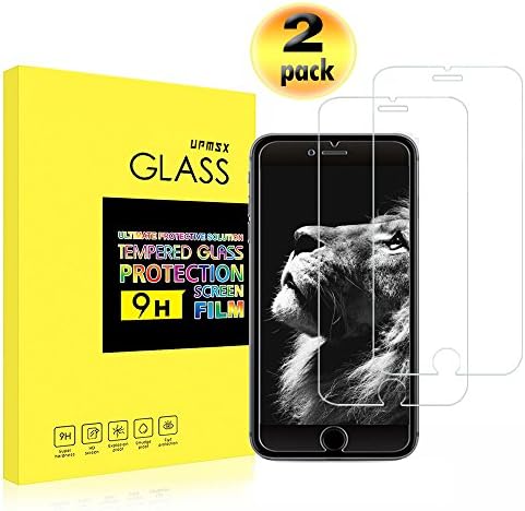 iPhone 7 6s 6 Screen Protector 2 Pack, 9H Hardness, Crystal Clear, No Bubbles, 3D Touch Compatible, UPMSX Tempered Glass Screen Protector for Apple iPhone 7 6s 6