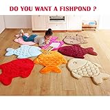 HAPLOVE Slow Rebound Memory Foam Children Bath Rug Fish Slip Resistant Coral Fleece Mat Doormat Carpet Children Home Christmas Birthday Gift 15 x 47 inch-(Orange)