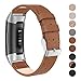 SWEES Leather Bands Compatible for Fitbit Charge 4, Charge 3 & Charge 3 SE Fitness Tracker, Genuine Leather Band Strap Wristband Replacement for Women Men Small Large, Black, Rose Gold, Beige, Brown
