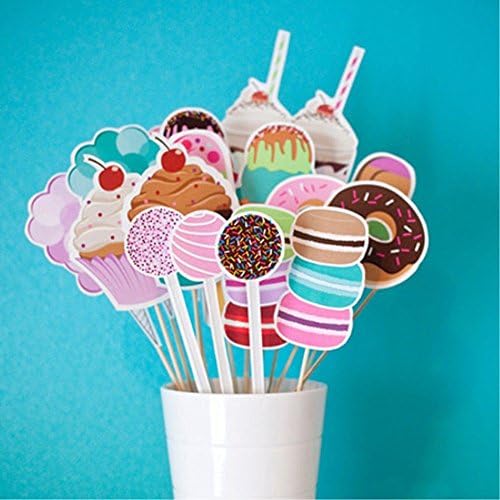 Ice Cream Party Photo Booth Props Diy Kit For Summer Party ,Pack Of 22:Ice cream,Lollipop,Cake,Doughnut,Hamburger