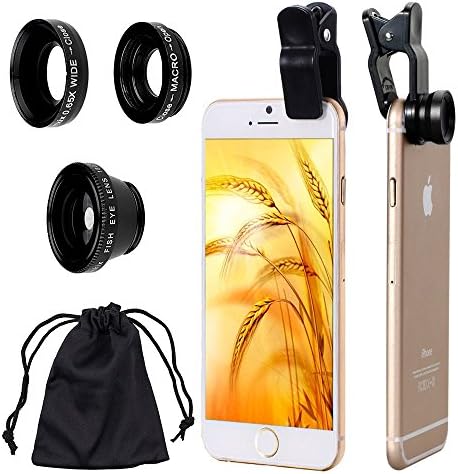Toyoo 3 in 1 180 Fisheye Lens &amp; 10X Macro Lens &amp; 0.4X Super Wide Angle Lens, Clip on Cell Phone Lens Camera Lens Kits for iPhone 7, 6s, 6, 5s &amp; Most Smartphones (Black)