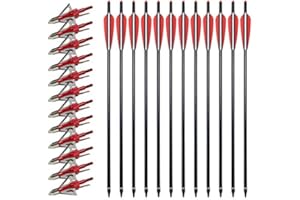 VKEDA 20 Inch Carbon Crossbow Bolts 12 Pack and 12 Pack Hunting Broadheads kit, Carbon Crossbow Arrows for Hunting and Outdoor Practice