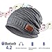 Pococina Upgraded 4.2 Bluetooth Beanie Music Hat Winter Knit Hat Cap Wireless Headphone Musical Speaker Beanie Hat as Christmas Birthday Gifts for Men Women Teen Girls Boys, Built-in Mic - 012 Gray