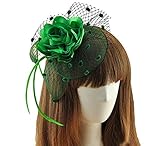 Coolwife Womens Fascinator Veil Flower Cocktail Tea Party Headwear (Green)