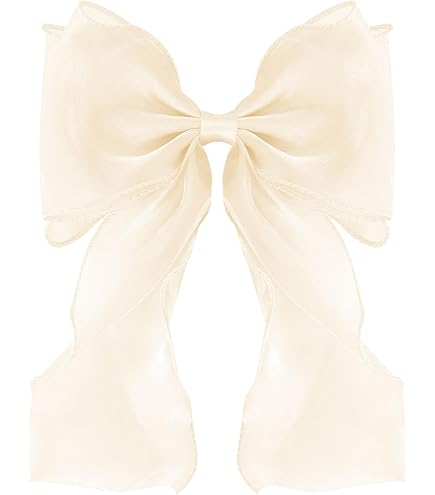 Sincerely Jules Large Satin Fabric Bow hair Barrette White NWT Amazon.com : White Hair Bow for Women,2pcs Big White Bow for  main image 3