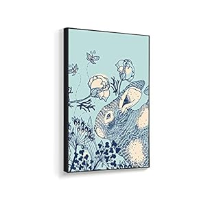 Framed Canvas Wall Art for Living Room, Bedroom Chinese Ink Birds and Flowers Canvas Prints for Home Decoration Ready to Hanging - 16x24 inches