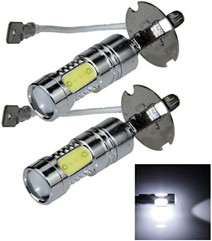 Kindfire 2pcs 5 COB LED H3 Bulb Fog Light Parking Low High Beam Lamp 7.5W H062(7 Color) (White)
