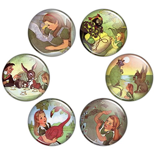 Button Bistro Women's Alice in Wonderland 1.25 inch Pinback Button Set #4 Pins