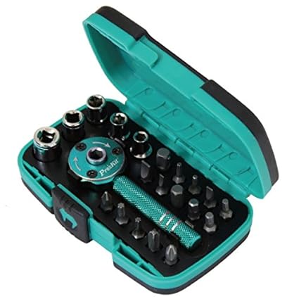 Proskit SD-2319M Steel Palm Ratchet Wrench Bit and Socket Set (Blue, Pack of 22)