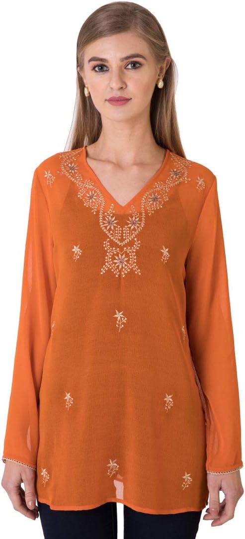 Aurora Women's Full Sleeve Tunic with Allover Embroidery