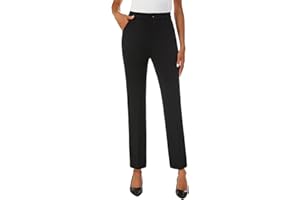 iChosy Women's Straight Leg Dress Work Ankle Pants Business Office Casual Slacks with Pockets