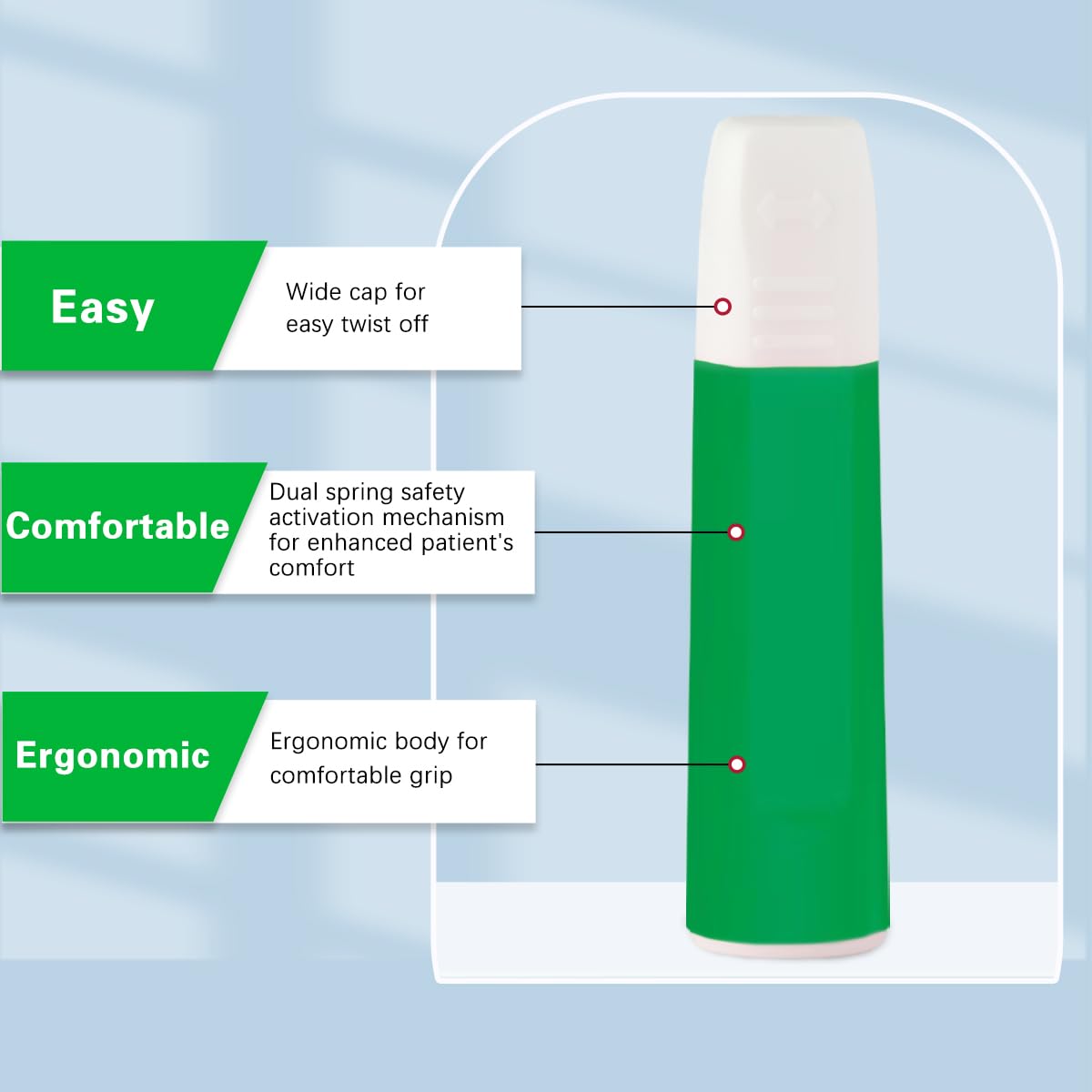 Safety Lancets, Pressure-Activated,Single use,for Comfortable Blood Testing (30G)