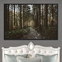 Framed Canvas Wall Art Rustic Woods Brown Dark Dramatic Forest Group Nature Photography Realism Tropical - 16x24 inches