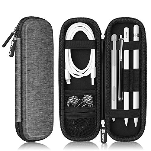 Fintie Holder Case for Apple Pencil 1st 2nd Gen, PU Leather Carrying Bag Sleeve with Mesh Pocket for iPad Pro, iPad 2019 Pencil, Samsung Stylus, Logitech Crayon, Surface Pen, Wacom Pen, Gray