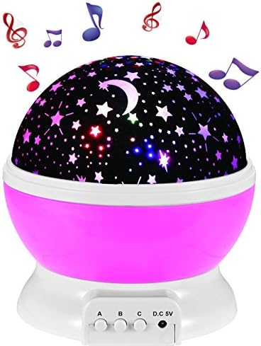 Enkman Update Night Light Projector, Baby Sleep Sound Machine , Rotation Star Light with 12 Music and 8 Lighting Modes, Bedroom Living Room Décor, Gift for Infant Baby Kids (Pink)