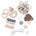 Baby Love Home Silicone Baby Teether Chewable Round Beads Ice Cream Wooden Bird Pacifier Clip Baby Teething Accessories DIY Teething Supplies Newborn Mom Gifts