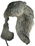 Klondike Sterling Russian Rabbit Fur Trooper Hat Ear Flaps Grey 9H6621 Trapper