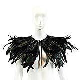 Homelix Gothic Black Natural Feather Cape Shawl with Choker Collar