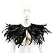 Homelix Gothic Black Natural Feather Cape Shawl with Choker Collar