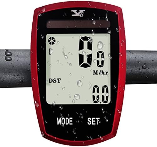Bike Computer with Solar Energy ,Wireless Waterproof Bicycle Speedometer Odometer Cycling Stopwatch Mult Function with Large LCD Display by JINRAN