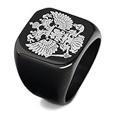 Tuji Jewelry Men Stainless Steel Eagle Rings with Signet (Black 11)