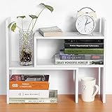 Desktop Storage Rack, DIY Particle Board Table Desktop Storage Rack Display Shelf Organizer Counter Top Bookcase Office Supply Holder,Grey White