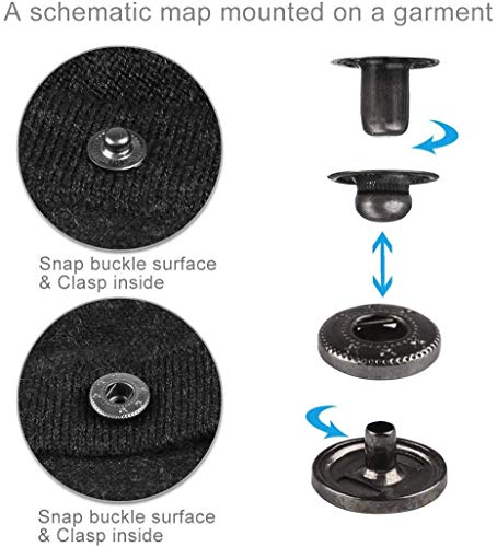 HAUSPROFI Leather Snap Fasteners Kit, 120 Sets Snap Fasteners Clothing Snaps Button Stud Buttons with Fixing Tool Kit for Leather Craft Jacket Wallet Handbag (12 mm) - Thumbnail 6