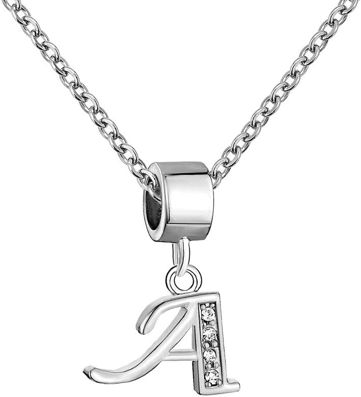 A-Z Letter Intial Necklaces 26 Alphabet Letter Pendant for Women Girls with 19" Chain