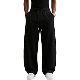 Wangdo Men's Baggy Sweatpants Wide Leg Lounge Cotton Casual Jogging Pants | High waist drawstring,2 Deep pockets,Open bottom,Workout athletic outfits,Loose joggers pants,fashion streetwear,Soft fabric