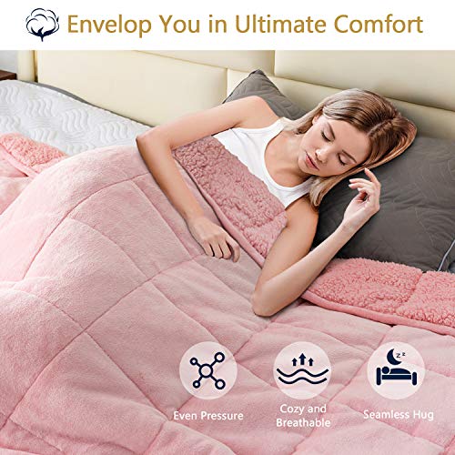 Mr.Sandman Weighted Blanket 15lbs for Queen Size Bed, Cozy Sherpa Heavy